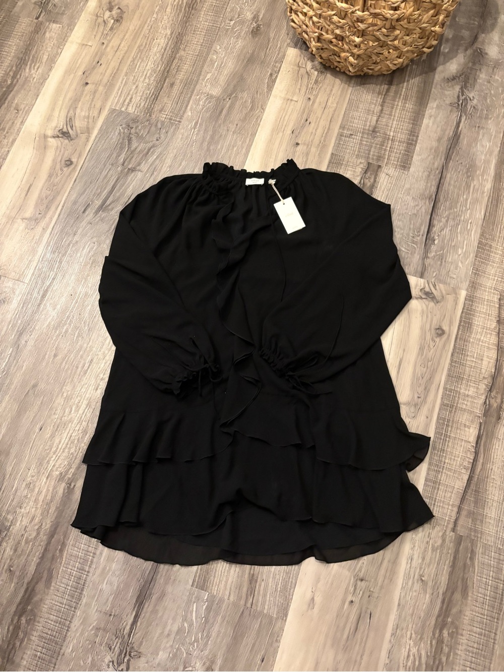 Wilfred Black Ruffled Tiered Long-Sleeve Tunic